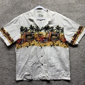 Vintage KY's XL USA Made‎ Hawaiian Men Short Sleeve Shirt Surf Shop Floral Beach
